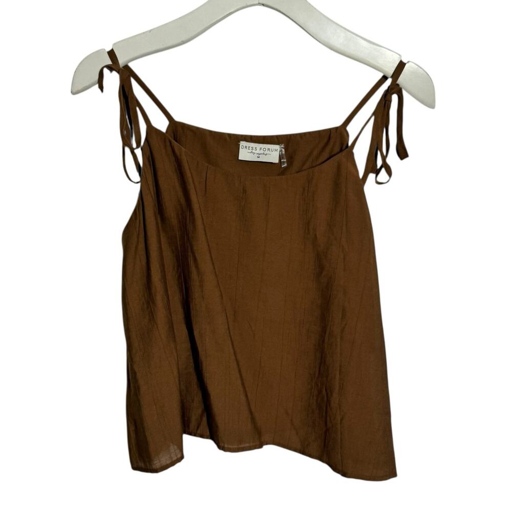 Dress Forum‎ Boho Cropped Tank Shirt Women M Chocolate Brown Adj. Strap Vacation